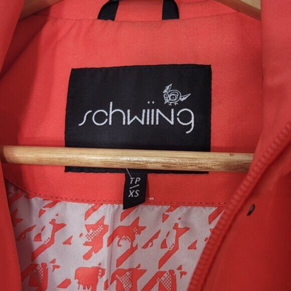 Schwiing Red Orange  Black Cotton Blend Snap  Zip Up Utility Jacket Size XS - Picture 10 of 14